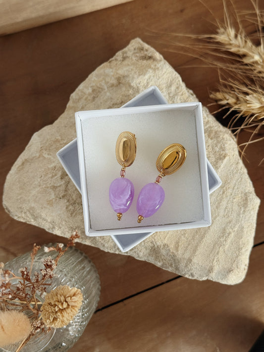 Boucles acrylique lilas