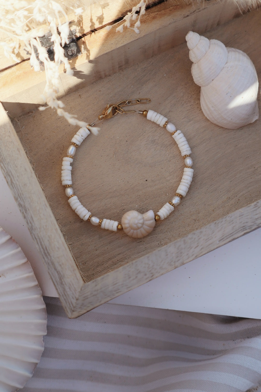 bracelet perles d'eau douce summer vides coquillage
