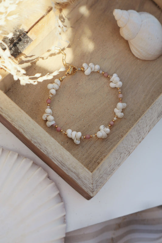 bracelet coquillage et perles naturelles fait main