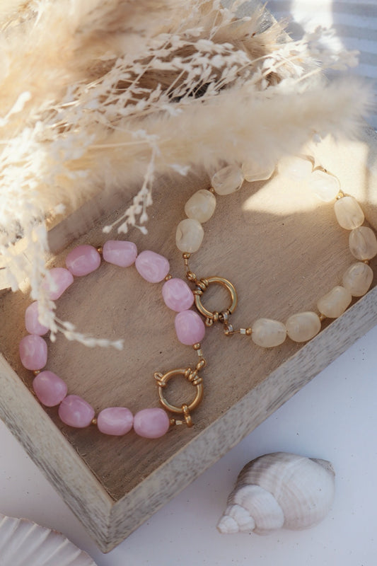 Bracelet perles colorées acrylique fermoir bouée tendance