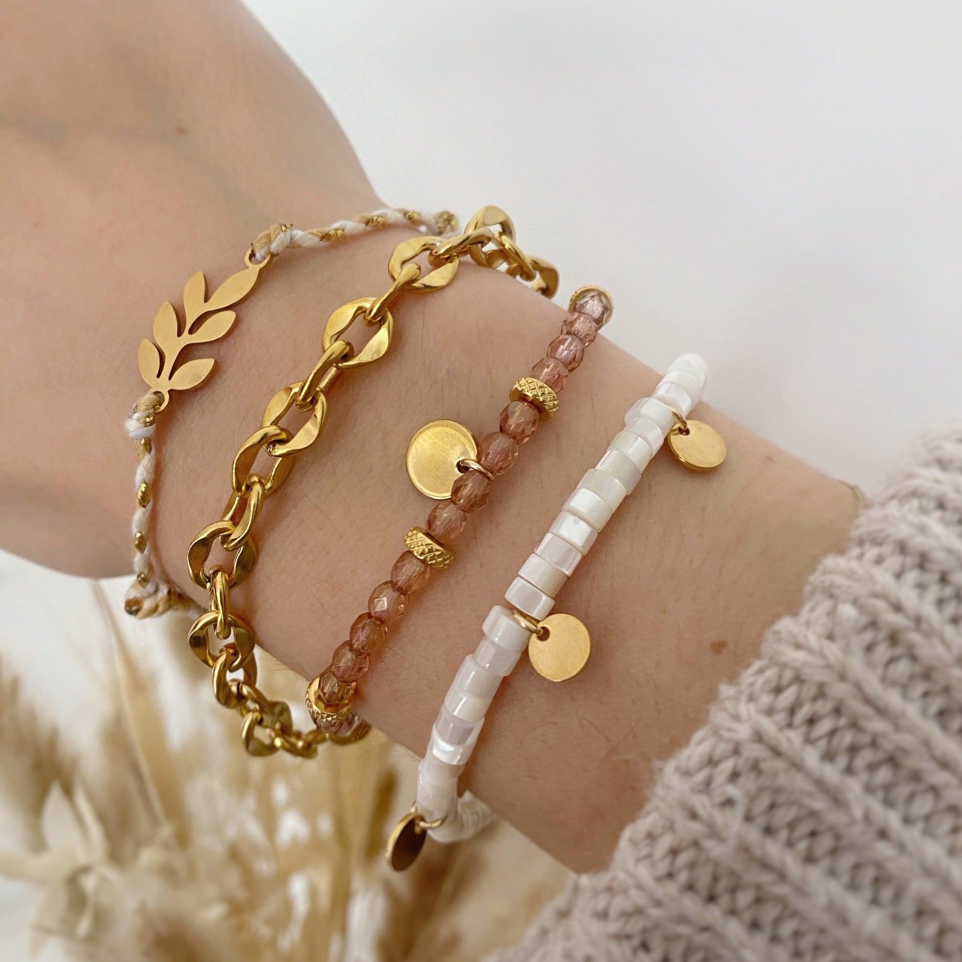 bracelets fait main made in France acier doré gros maillons